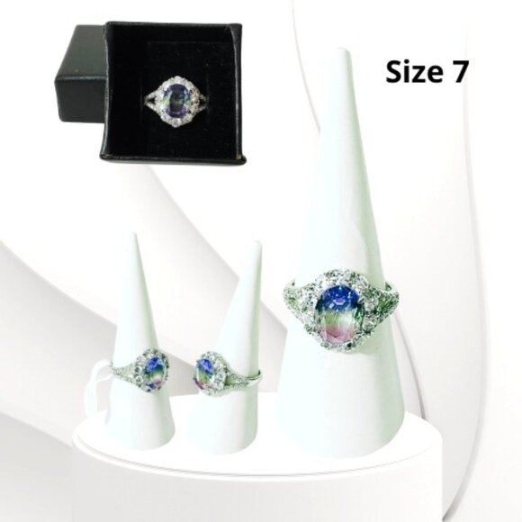 BP STERLING CLUB LAB CREATED BI COLOR BLUE/PURPLE ALEXANDRITE RING (Size 7) - Picture 1 of 7